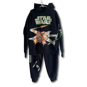 Disney 100 Star Wars Youth Hoodie Pants Size Medium Black X-Wing Vs Tie Fighter